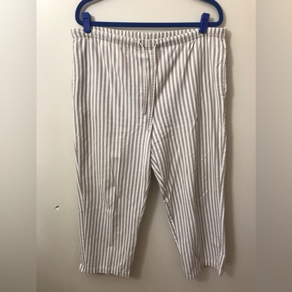 Orvis Womens Cotton Striped Pull On Wide Leg High Rise Lightweight Pants Size 12 - Picture 5 of 13